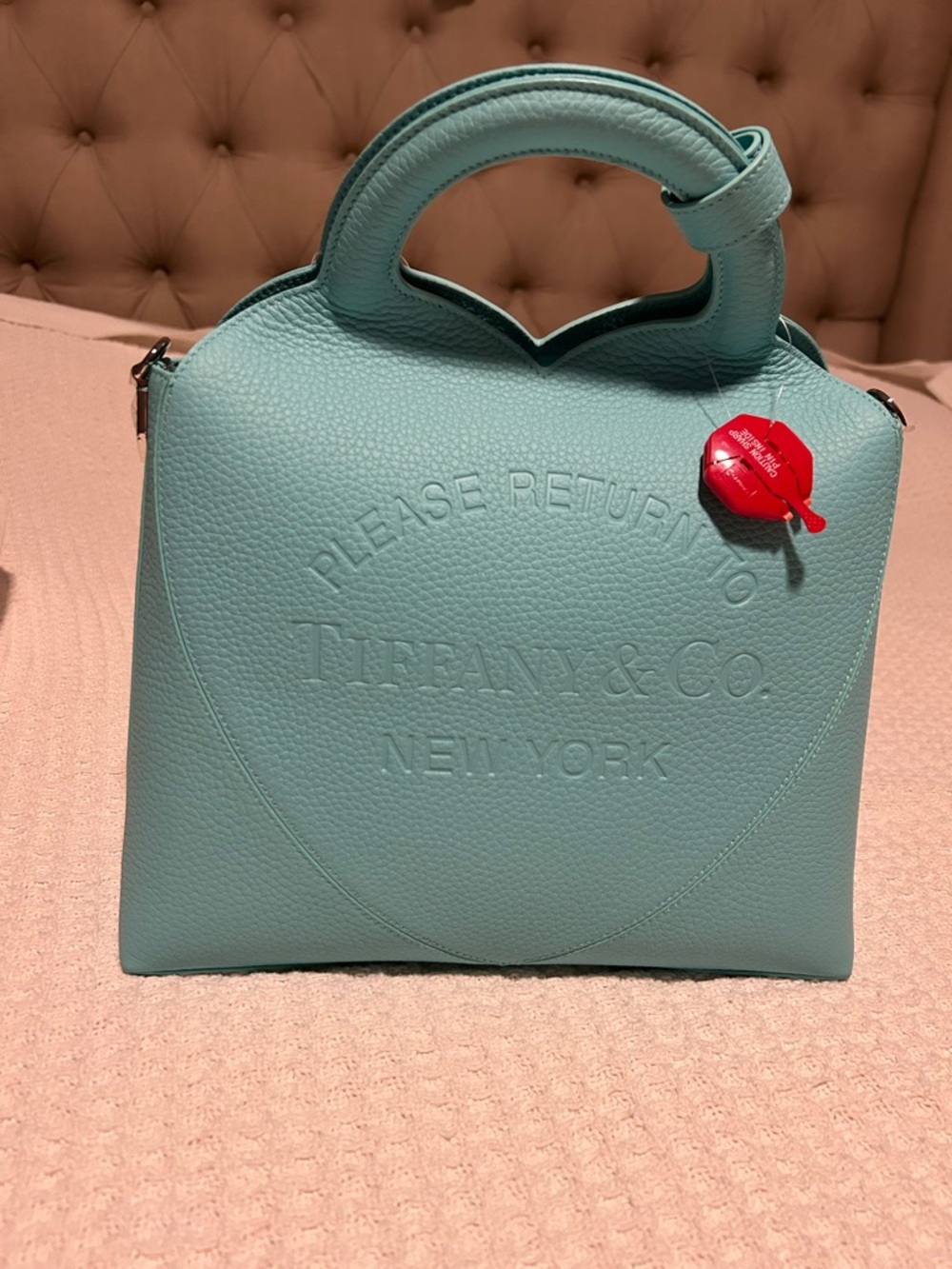 SOLD - Tiffany & Co. Light Blue Pebbled Leather Top-Handle Satchel Medium